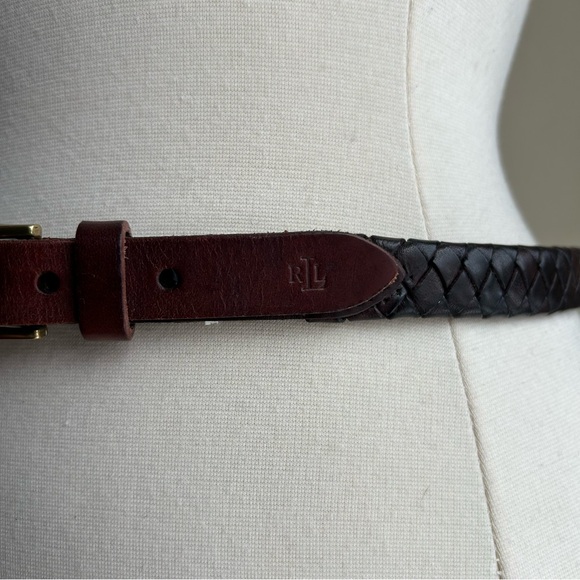 Ralph Lauren Dark Brown Braided Leather Belt - Picture 2 of 7